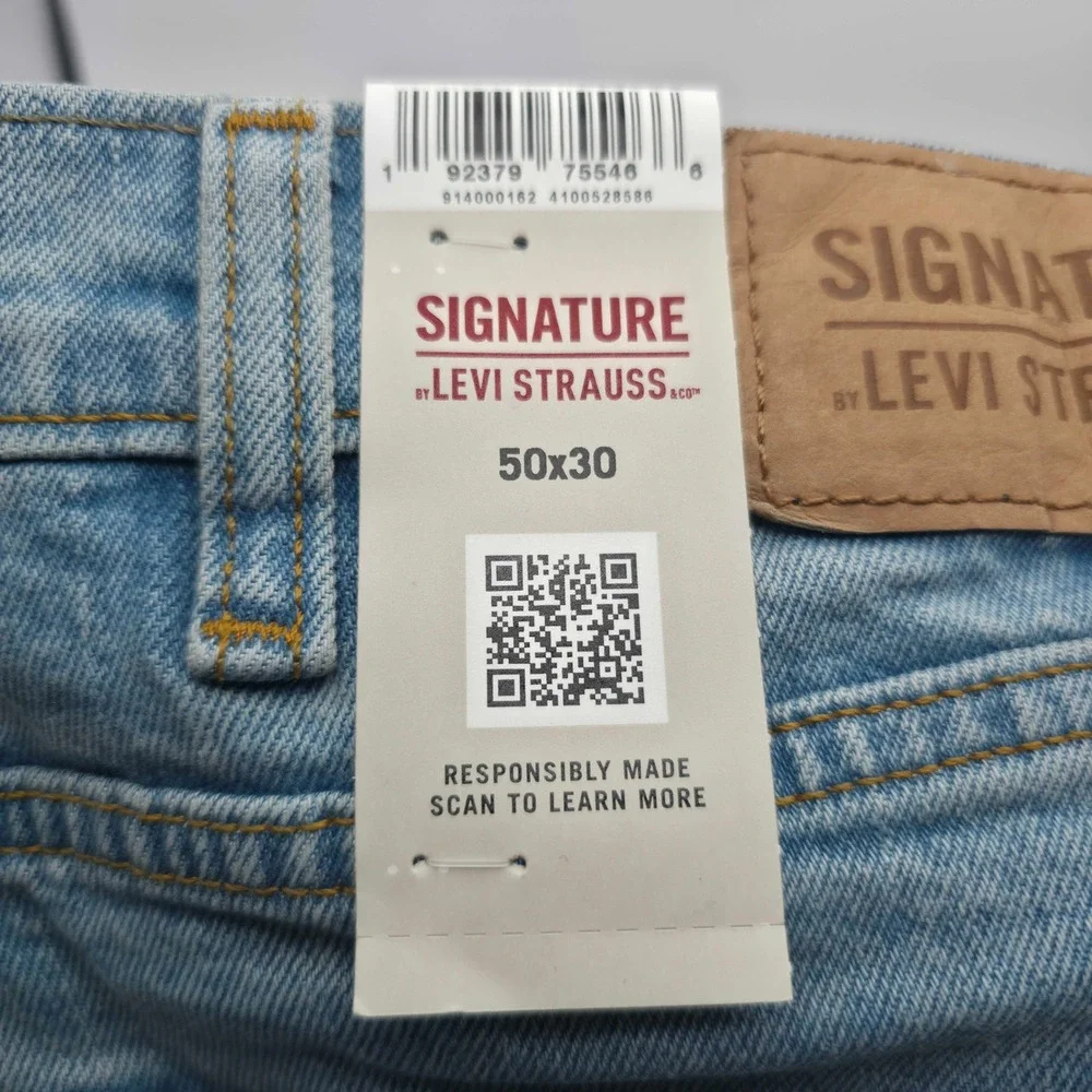 Levi Strauss Signature Regular Fit Jeans Big Tall Mens 50x30 Light Stonewash NWT